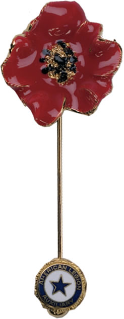 Poppy Stick Pin with Auxiliary Emblem