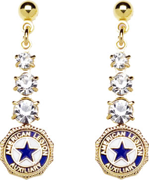 Crystal Drop Earrings with Auxiliary Emblem