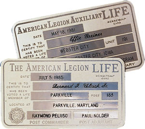 Auxiliary Life Member Card