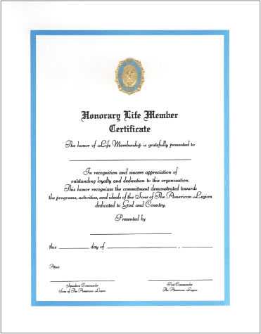 SAL Life Member Certificate