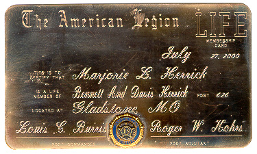 Brass Life Member Card