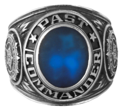 Sterling Silver Blue Stone Past Commander Ring