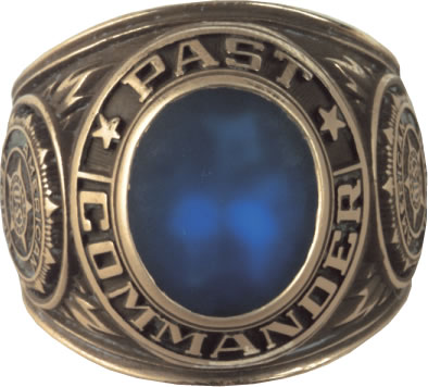 10K Gold Blue Stone Past Commander Ring