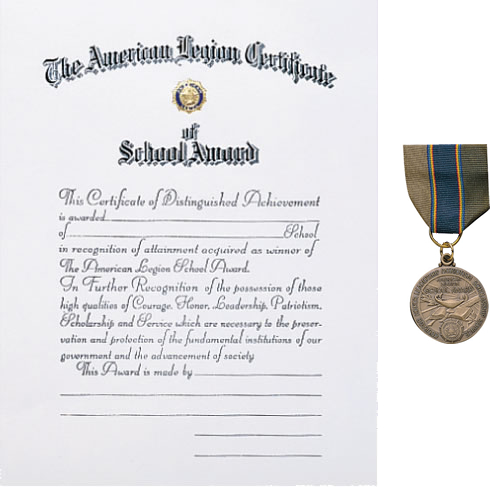 Legion School Award Medal & Certificate