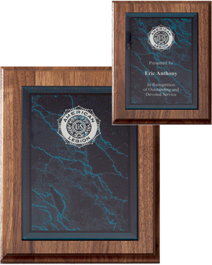 Legion Blue Marble Walnut Plaque