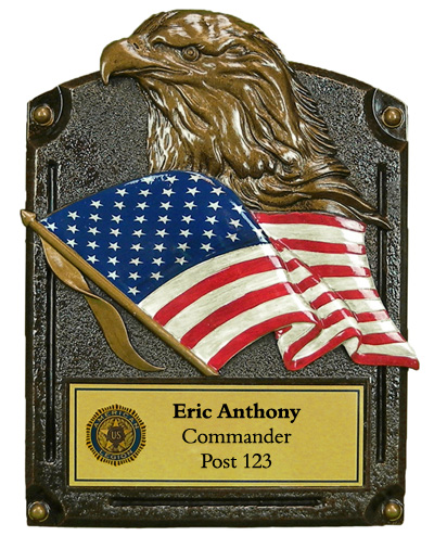 Regular Bronze Eagle Head Flag Plaque (Legion)