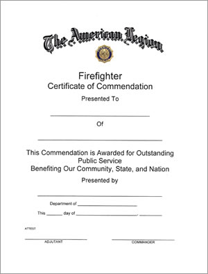 Legion Firefighter Certificate
