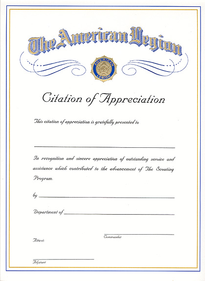 Boy Scout Citation of Appreciation