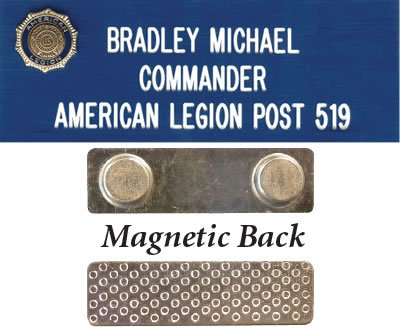 Legion Name Tag - Engraved, Small, Blue, Magnetic Back