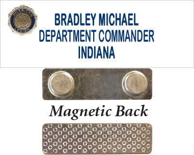 Legion Name Tag - Engraved, Small, White, Magnetic Back