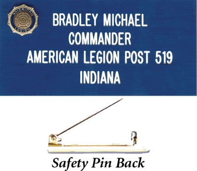 Legion Name Tag - Engraved, Regular, Blue, Safety-Pin Back