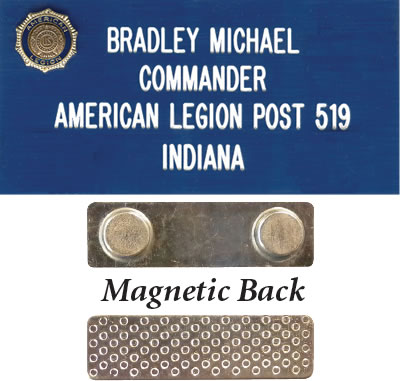 Legion Name Tag - Engraved, Regular, Blue, Magnetic Back