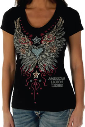 Lady Riders Wings N Stars T-shirt