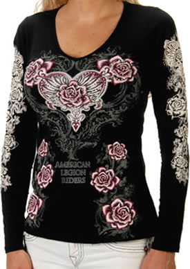 Lady Riders Hearts N Roses Long Sleeve Shirt
