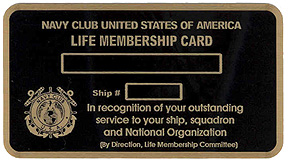 Navy Club Life Member Card