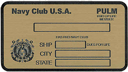 Navy Club Paid-Up-Life-Member Card